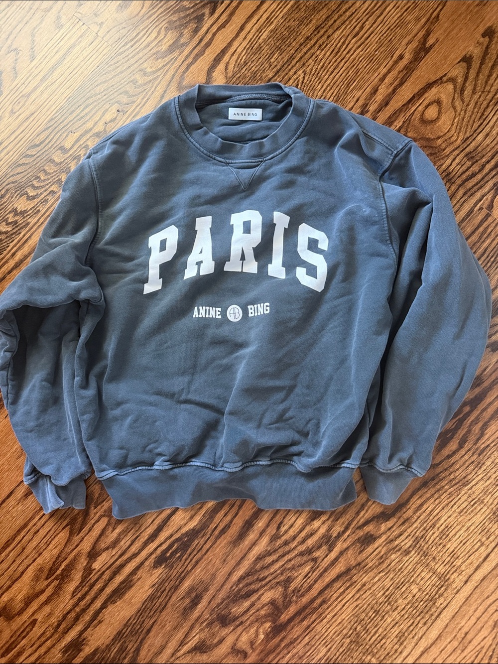 Anine Bing Slate Blue 'Paris' Crewneck Sweatshirt